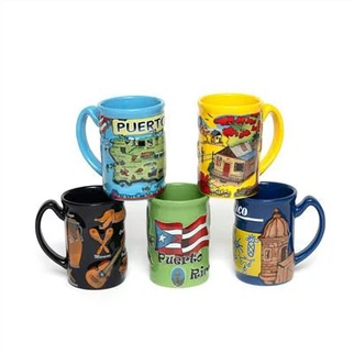 Glazed embossed ceramic mug