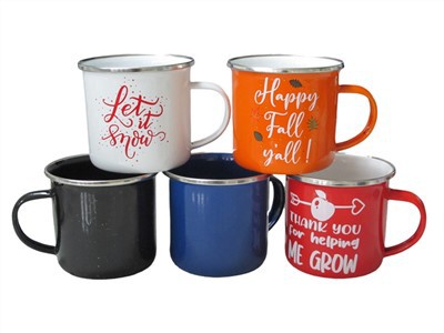 Glazed Enamel Mug Nrog Nyiaj Ntug