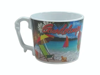 Unique Handle Ceramic Mug Nrog Decal